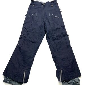 Ride Cell Snowboard Pants Men's Small Navy Blue Nylon Lined Pockets Straight Leg